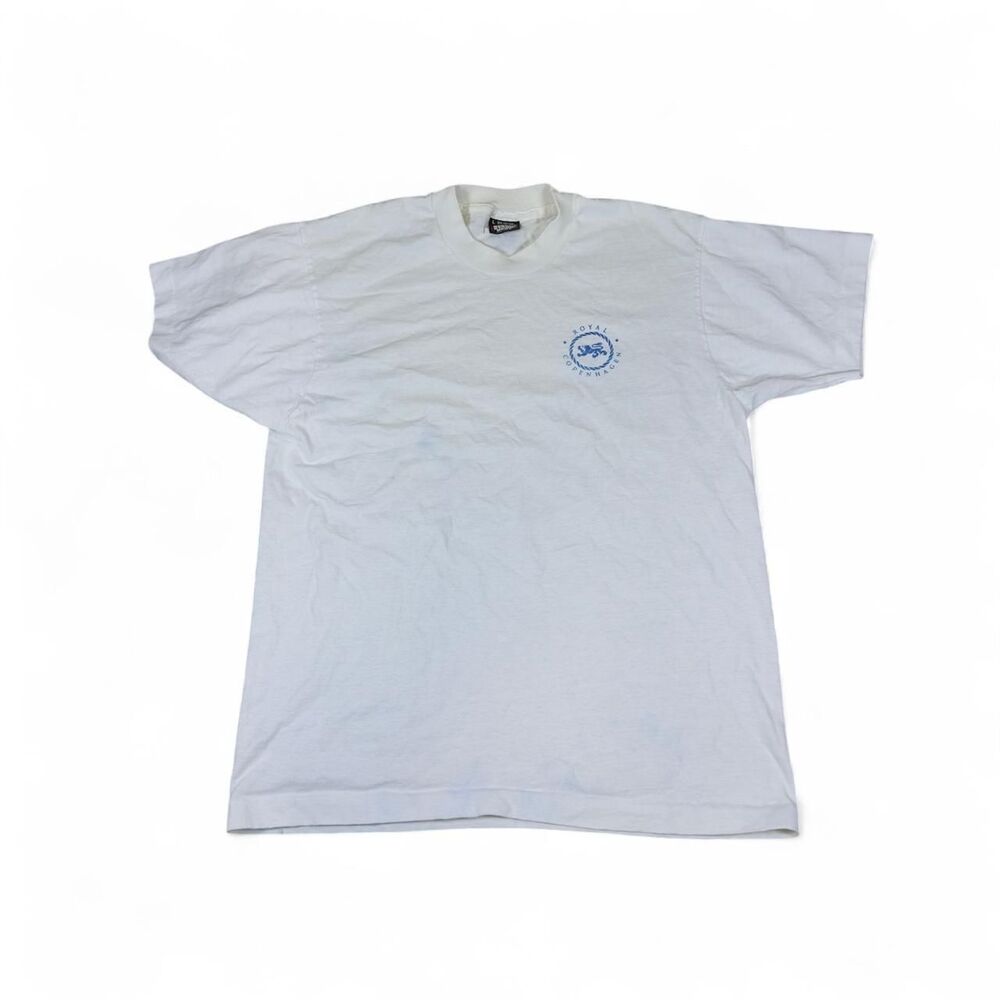 Screen Stars Best Single Stitch Tee Mens L White Cotton Blend Vintage Graphic‎